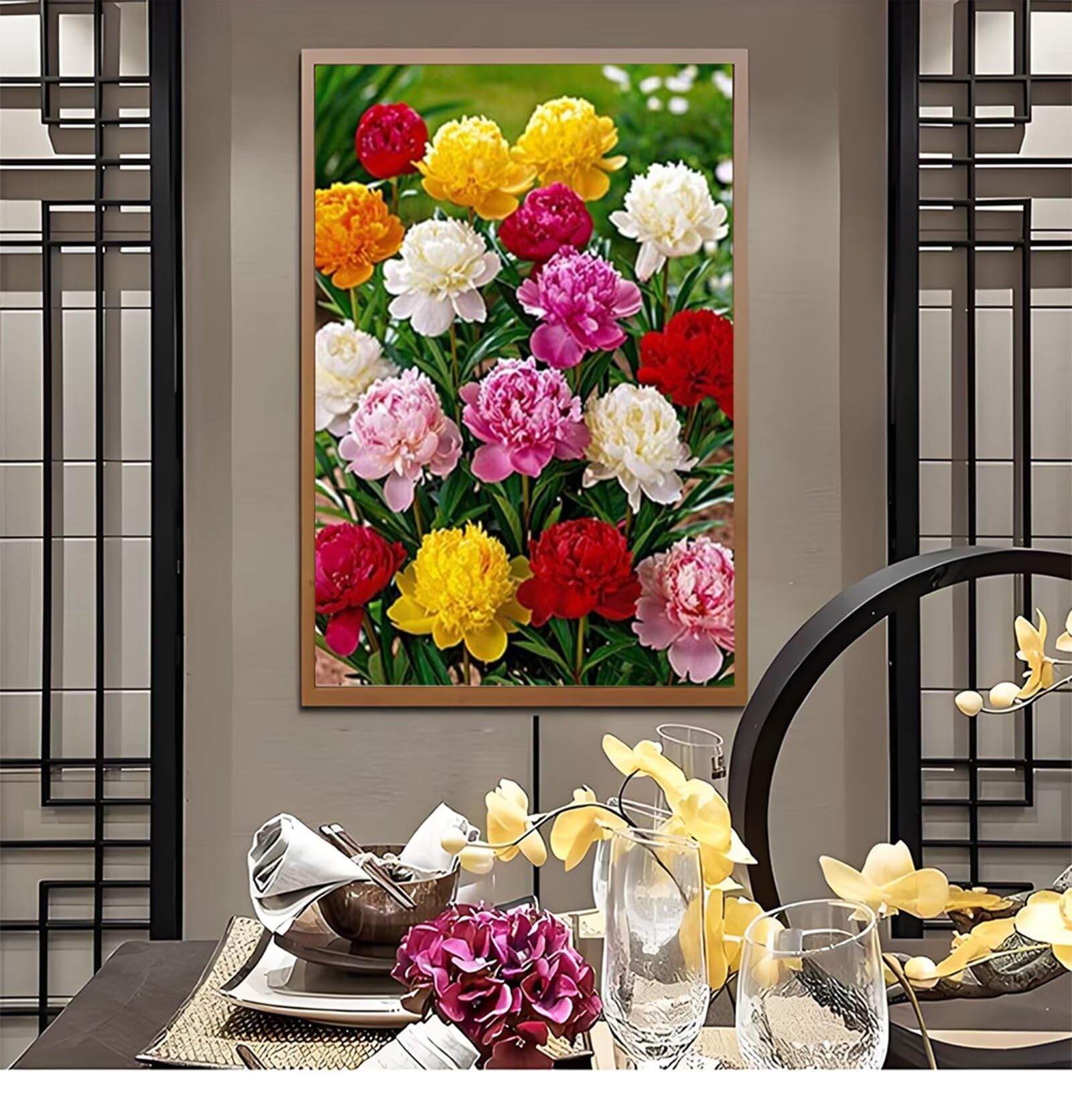 Diamentowe malowanie piwonia Diamentowe malowanie, 5D Diamentowe rysunki DIY Dorosły, DIY Kryształ Diament Malarstwo Ścieg Krzyżowy, Prezent Kobieta Dziecko, Boże Narodzenie Dekoracja Domu 60x90cm