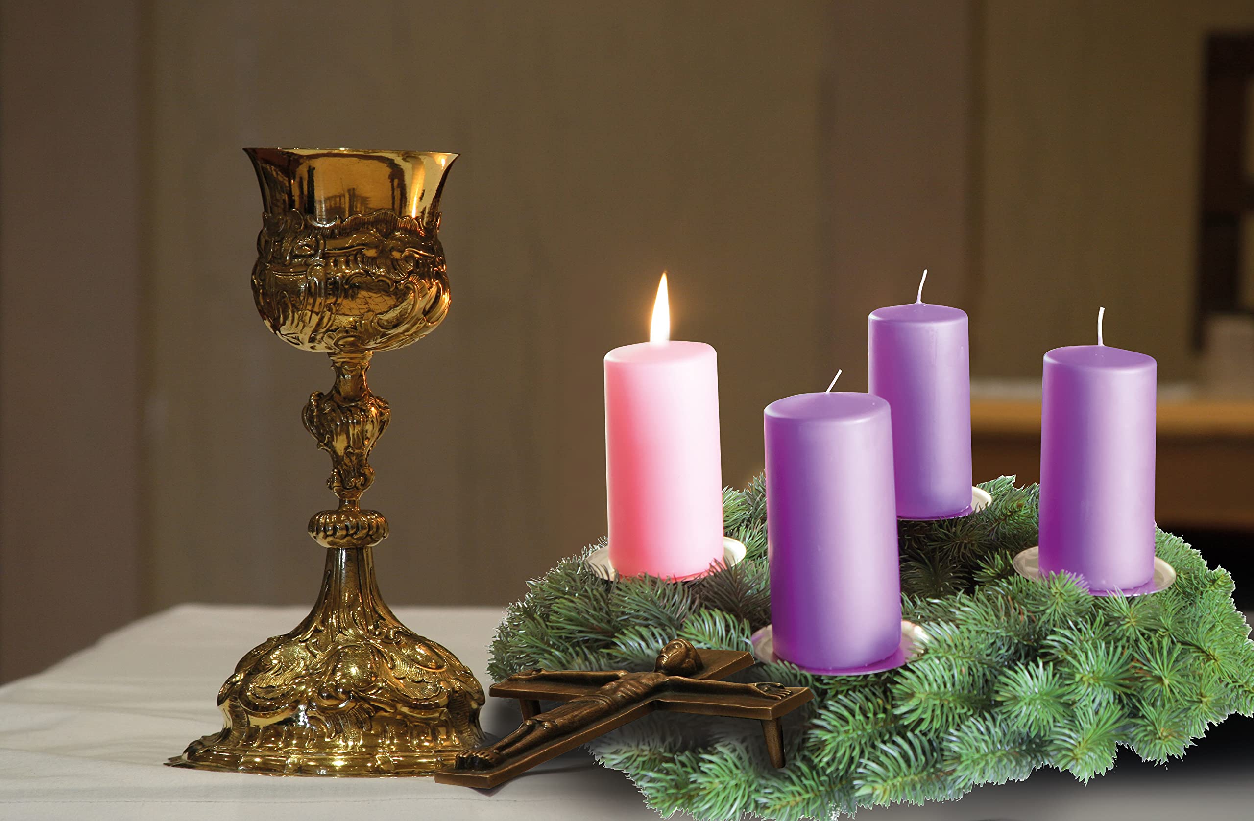 Image secondaire de Lot de 4 Bougies de l'Avent Lilas - Grande Taille Artisanales