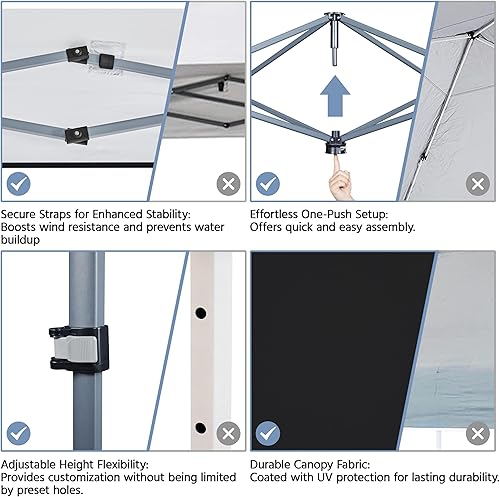 Miniatura 7 de Yaheetech Tienda de campaña desplegable de 10 x 10 pies con bolsillos extraíbles con pared lateral para almacenamiento adicional, refugio solar al