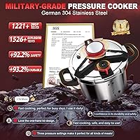 Vista 3 de Olla de presión de acero inoxidable 18/8 de 12.5 cuartos de galón, [bloqueo con una mano] Olla de Presion, olla a presión [3 en 1], compatible