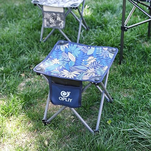 Miniatura 2 de Opliy Camping Stool, Folding Small Chair Portable Camp Stool for Camping Fishing Hiking Gardening and Beach, Camping Seat with Carry Bag (Blue-Leaf)