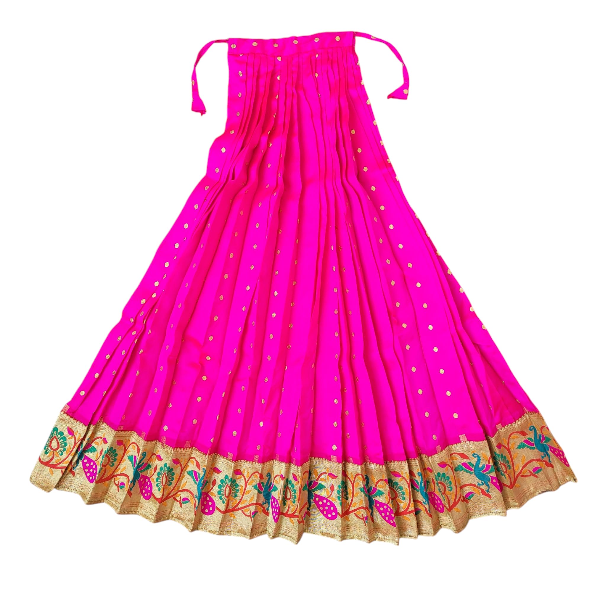 PUNYATVA Gudhi Vastra for Gudhi Padwa Festival (Paithani, Fresh Pink) | Traditional Maharashtrian Gudi Cover Saree Cloth for GudiPadva | Readymade Ugadi & GudhiPadawa Decoration Pooja Décor