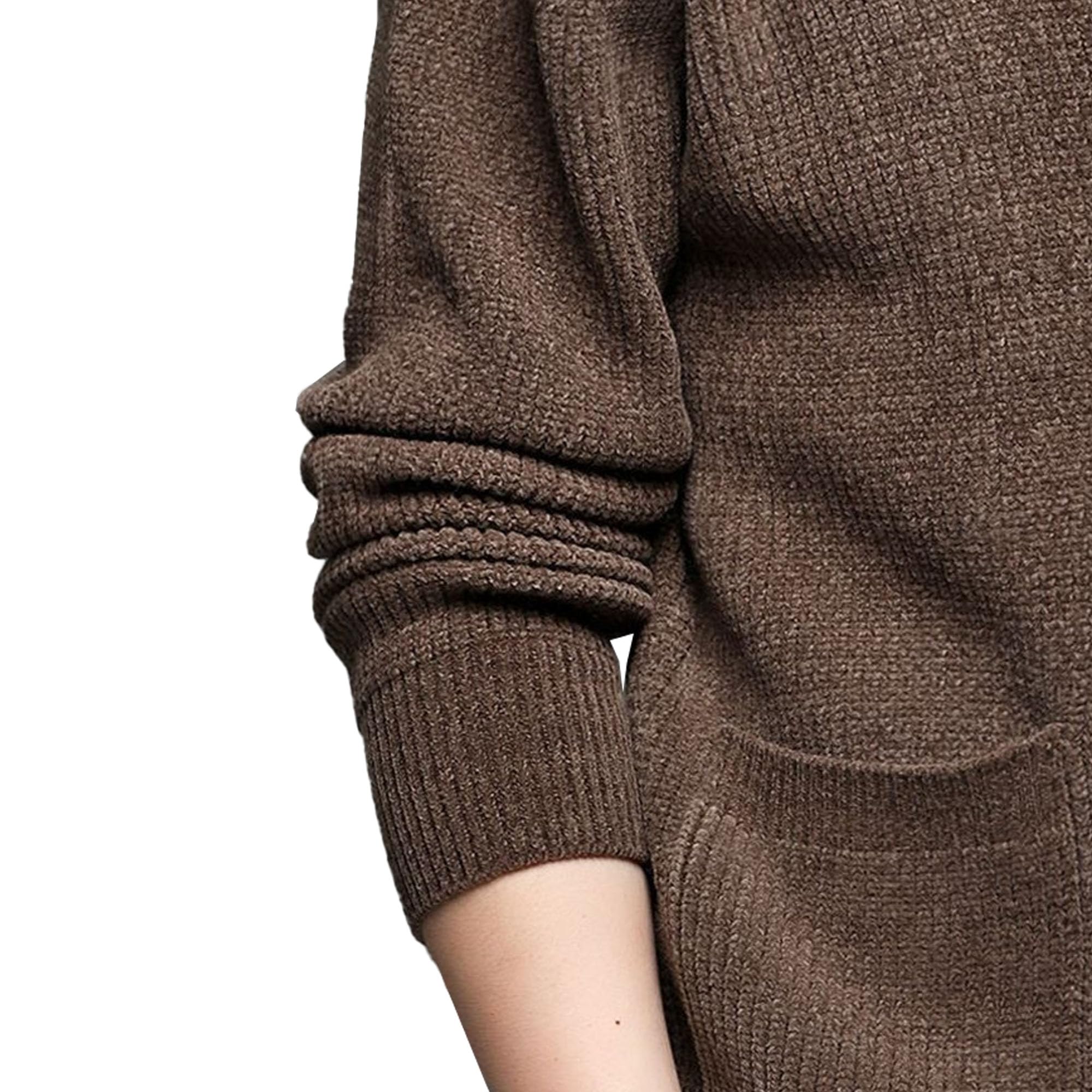 Maglione monopetto da uomo con fibbia, misto lana, largo, lavorato a maglia, cardigan con tasca laterale
