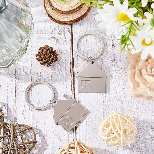 Miniatura 3 de Taiyin House Key Chain House Shaped Pendant Keychains Home Keychain Set Cute House with Window Key Charm Metal Keyring Gift