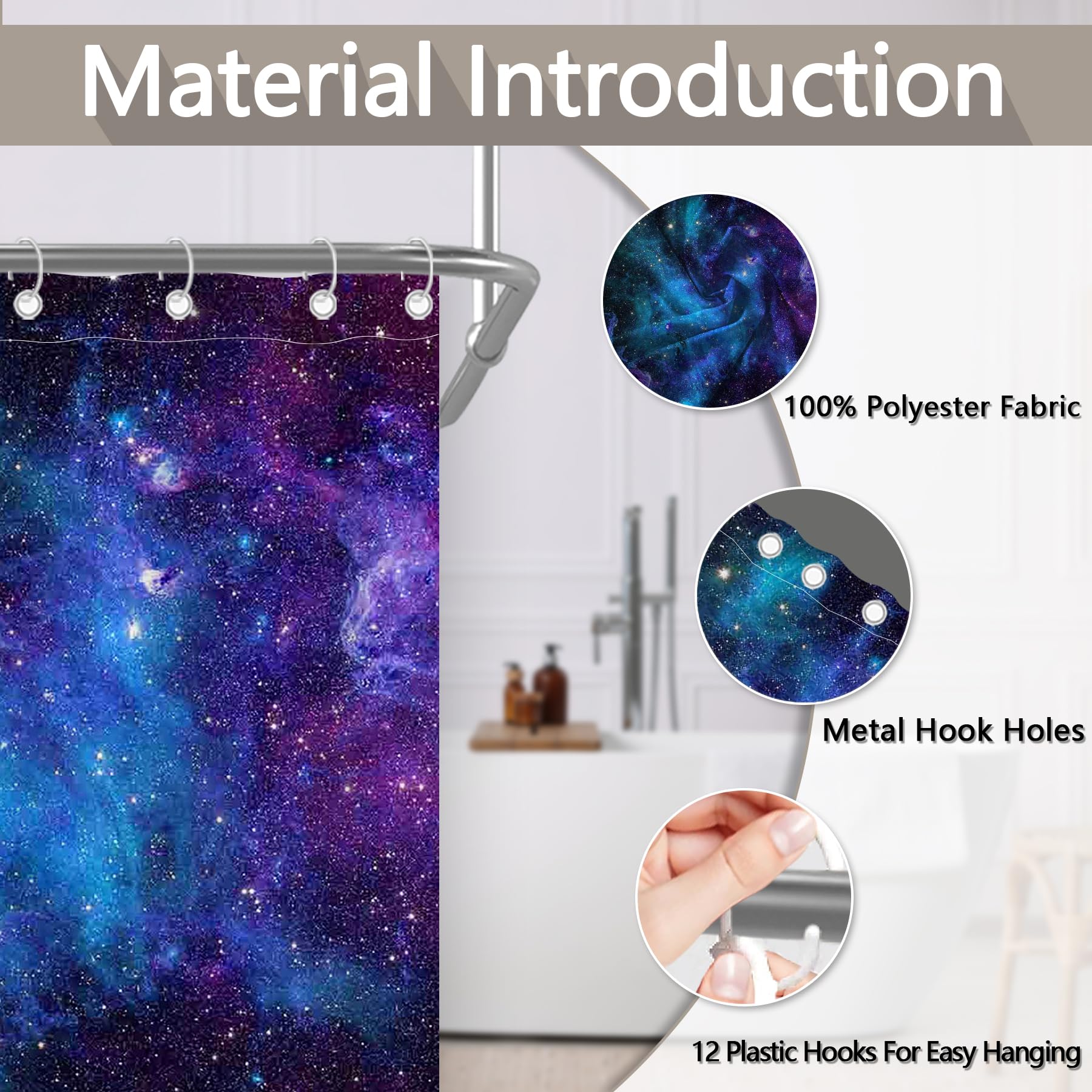Galaxie Duschvorhang – Weltraum Design, Wasserdicht, 120x180 Cm