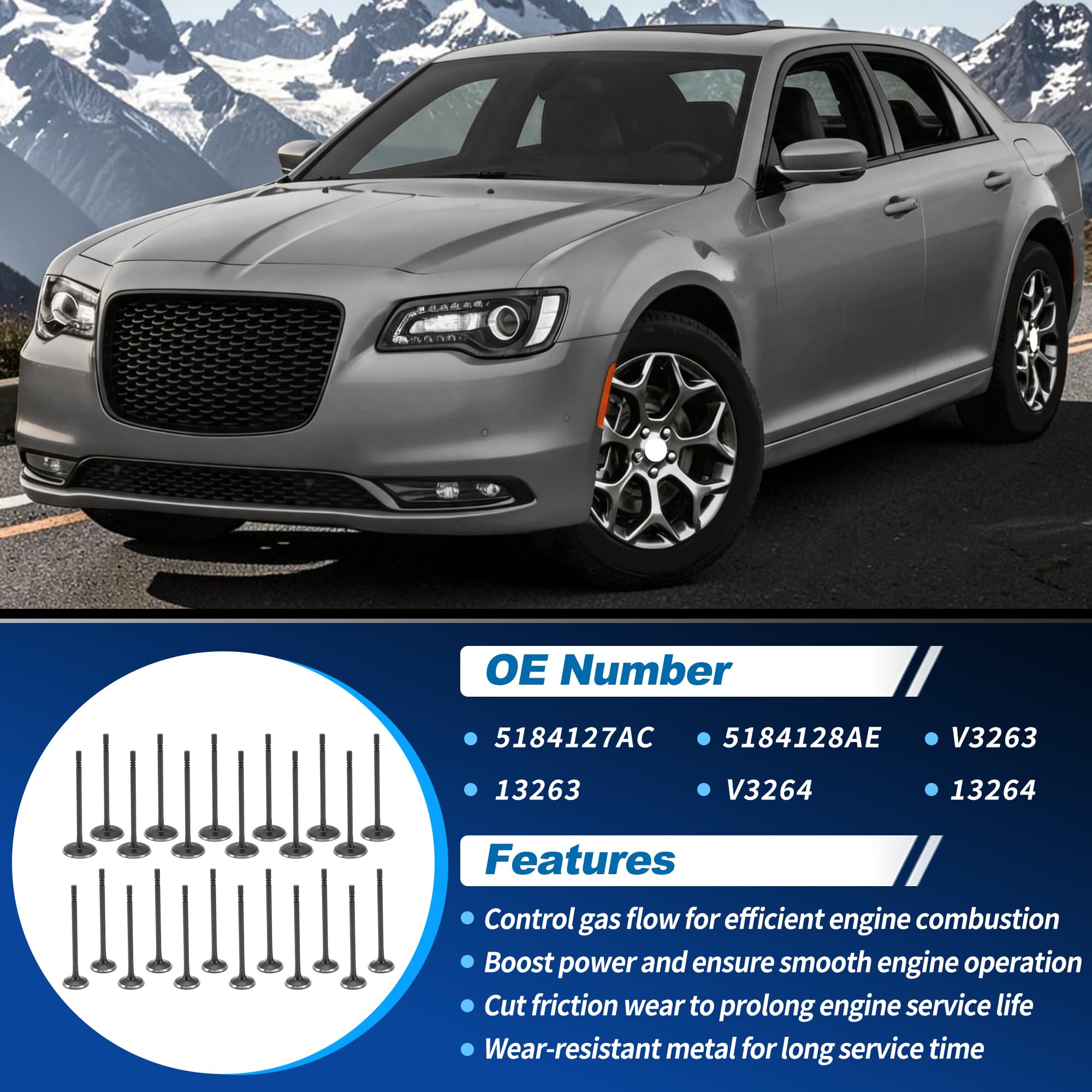 24 Valvole Di Aspirazione E Scarico per Chrysler 200 300 per Ram 1500 5184127AC