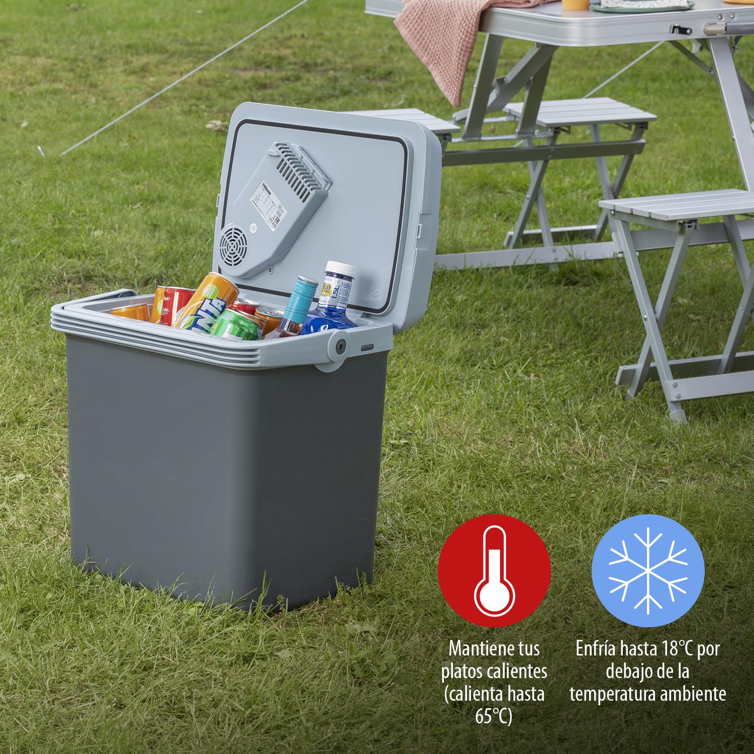 Tristar KB-7424 Nevera portátil, Volumen: 22 litros, Sistema de refrigeración termoeléctrico, 12V, Medidas Exterior: 25.3 x 40.3 x 40.1, Medidas Interior: 19 x 33 x 34, Gris