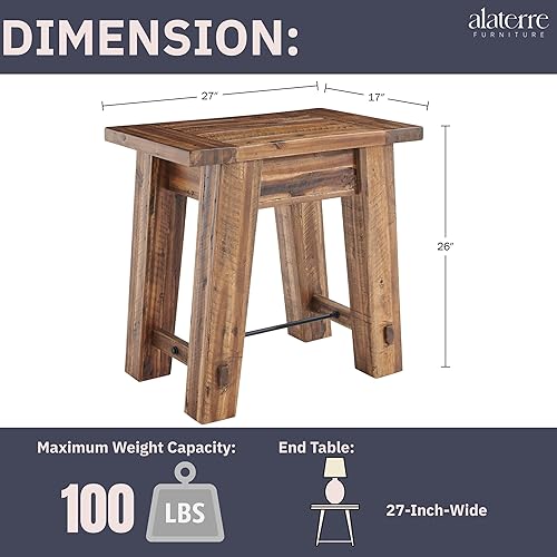 Miniatura 3 de Alaterre Furniture Durango - Mesa auxiliar de madera industrial de 27" W