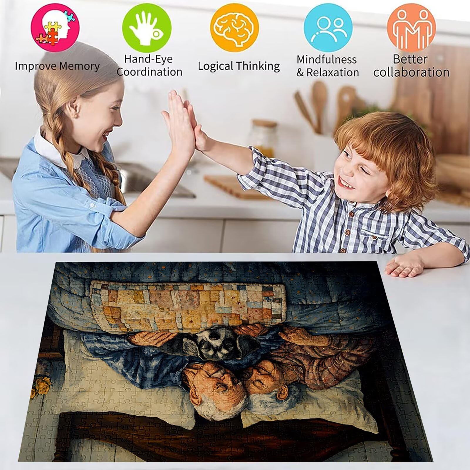 Puzzle 3000 Pezzi Anziano Puzzle Adulti Sfida Impossibili Jigsaws Coppia Classica 3D Pattern Art Jigsaws per Divertimento Adulti e Bambina, Gioco Familiare, Festa Aziendale,Amore e Amico 122x81cm C-25