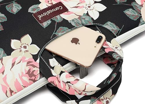 Miniatura 4 de Canvaslove Nuevo Bolso Ligero de Hombro para Laptop con Diseño de Flores Blanco, rosa