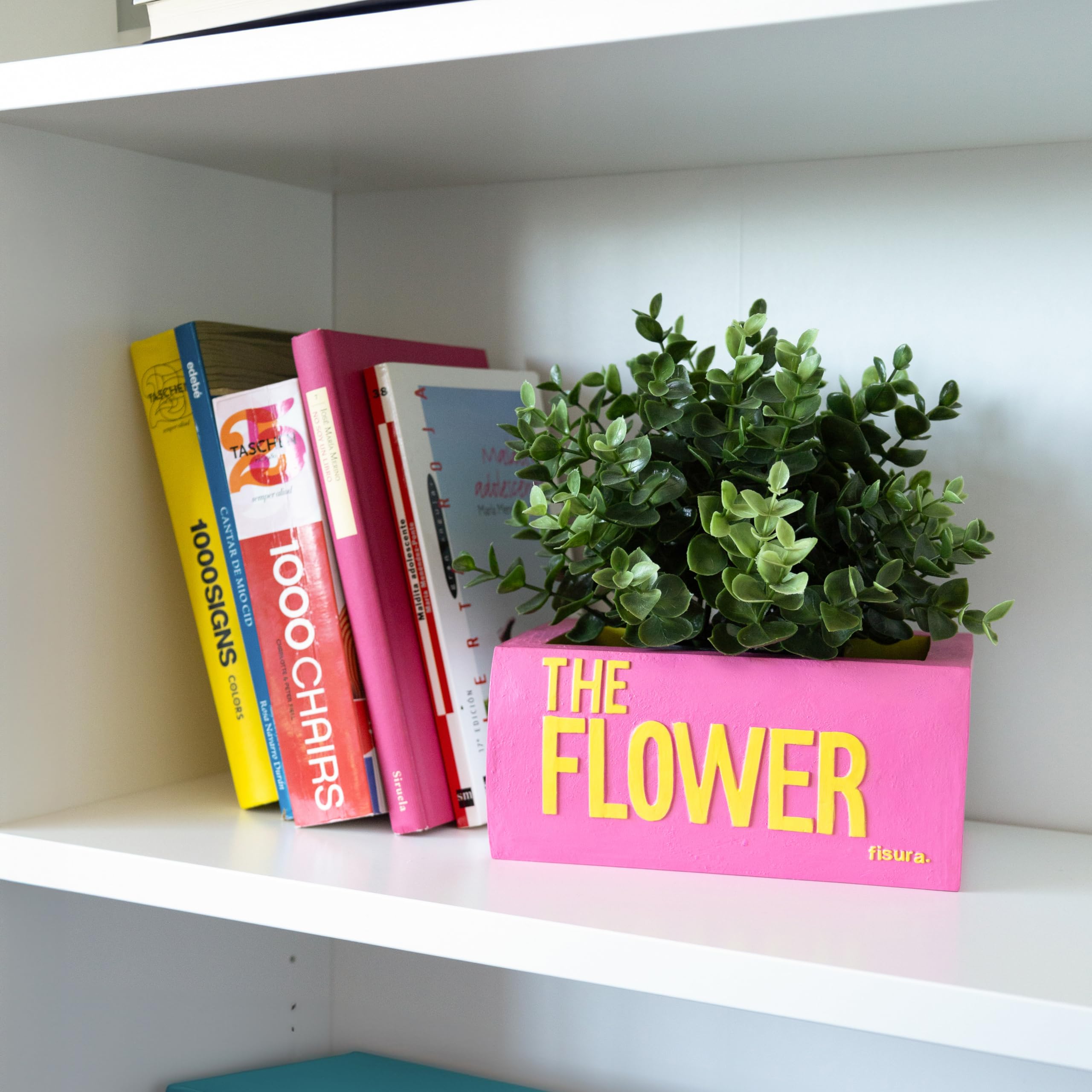 Fisura - Original flower pot in the shape of a book. Gift Planter. Unique Decoration. Decorative pot. Resin flowerpot. Size: 10.5 cm x 14.5 cm x 22 cm (Pink book) - Image 3