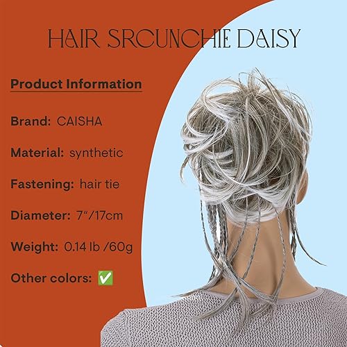 Miniatura 2 de CAISHA Prettyshop - Banda elástica grande XXL tipo postizo de cabello trenzado apenas ondulado, ideal para peinados recogidos o rodetes desaliñados,