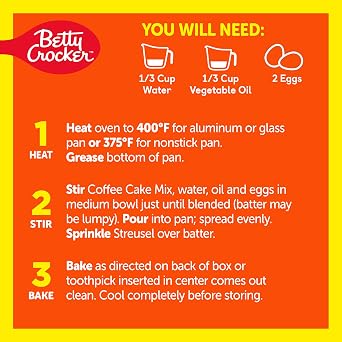Betty Crocker REESE'S Peanut Butter Coffee Cake Mix with Mini REESE'S Peanut Butter Chips and Brown Sugar Streusel Topping, 14.2 oz