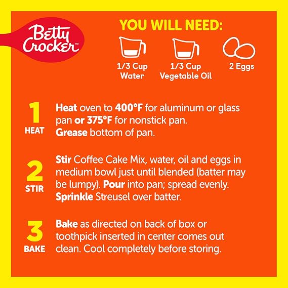 Betty Crocker REESE'S Peanut Butter Coffee Cake Mix with Mini REESE'S Peanut Butter Chips and Brown Sugar Streusel Topping, 14.2 oz