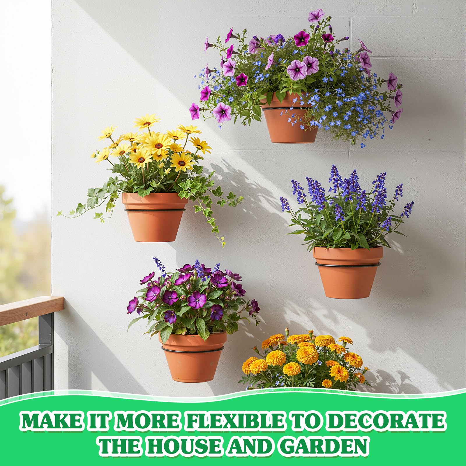 Amazon.com : Menkxi 6 Pcs 10 Inch Flower Pot Holder Wall Planter Ring  Hanger Metal Wall Plant Hanging Pot Holder Mounted Hanging Bracket for  Indoor Outdoor Home Garden Plant Flower Display, Black :