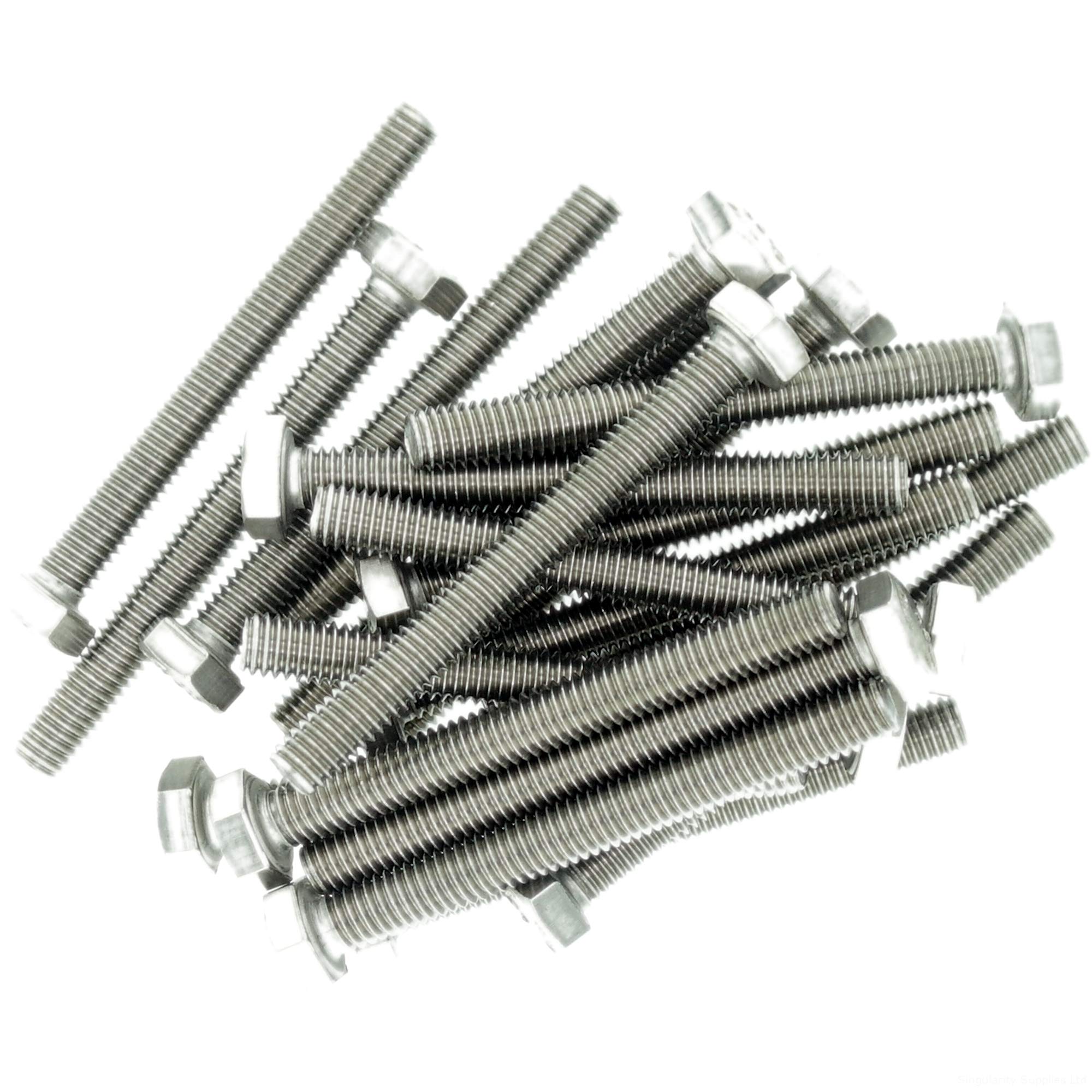 Singularity Supplies M2.5 (2.5Mm X 10Mm) Hex Bolt (Fully Threaded Setscrew) - Stainless Steel (A2) (Pack Of 20)