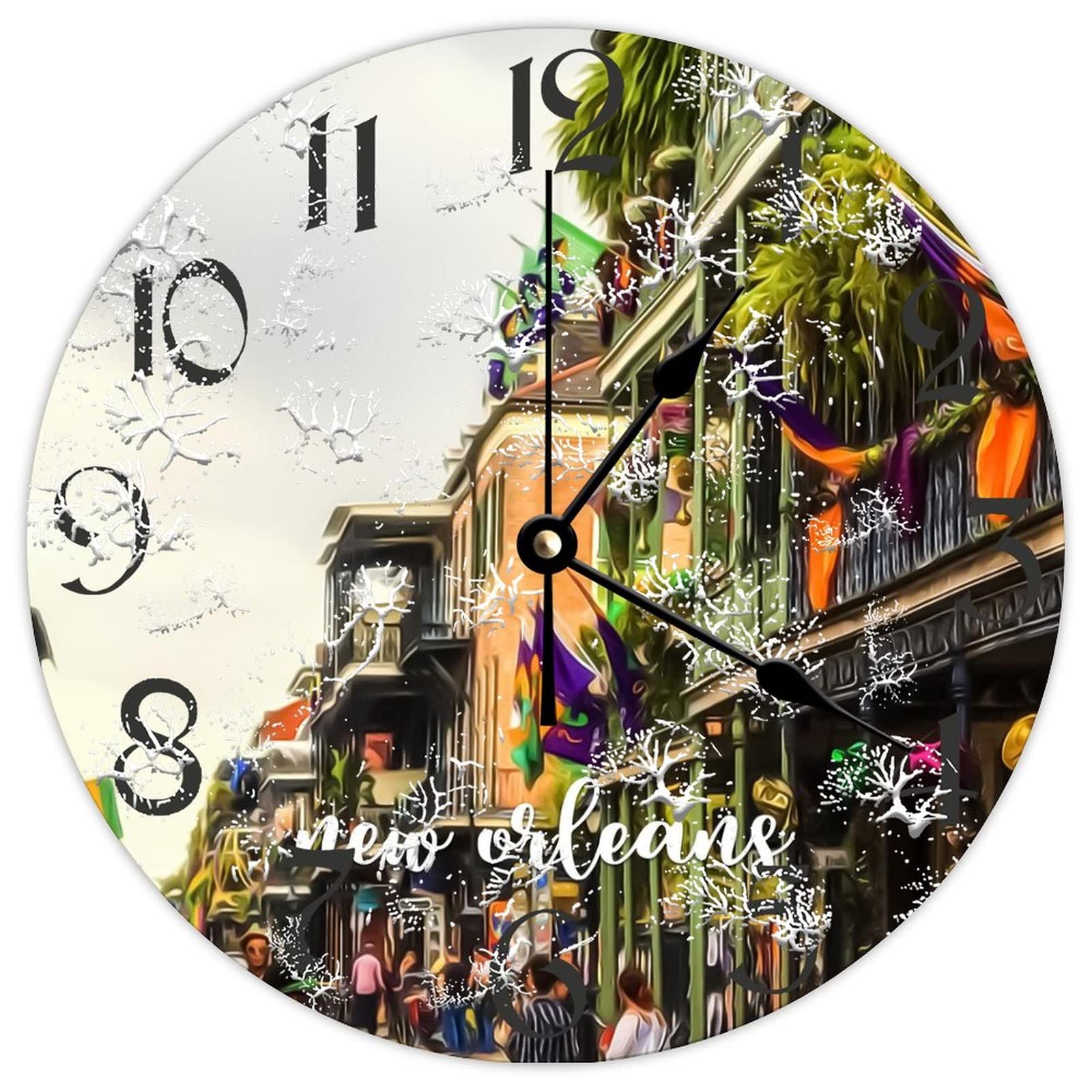 Horloge décorative pour cuisine et maison en bois style Nouvelle-Orléans