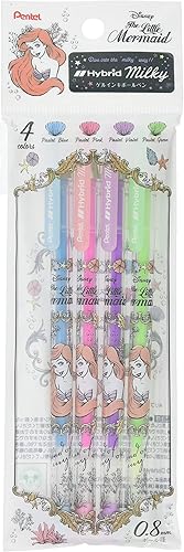 Showa Note 914457002 The Little Mermaid - Bolígrafo de tinta de gel, híbrido, lechoso, juego de 4 colores, Ariel