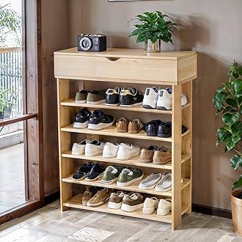 Amazon｜DEOPXF 下駄箱 木製 大容量 5段 シューズボックス 玄関収納 靴