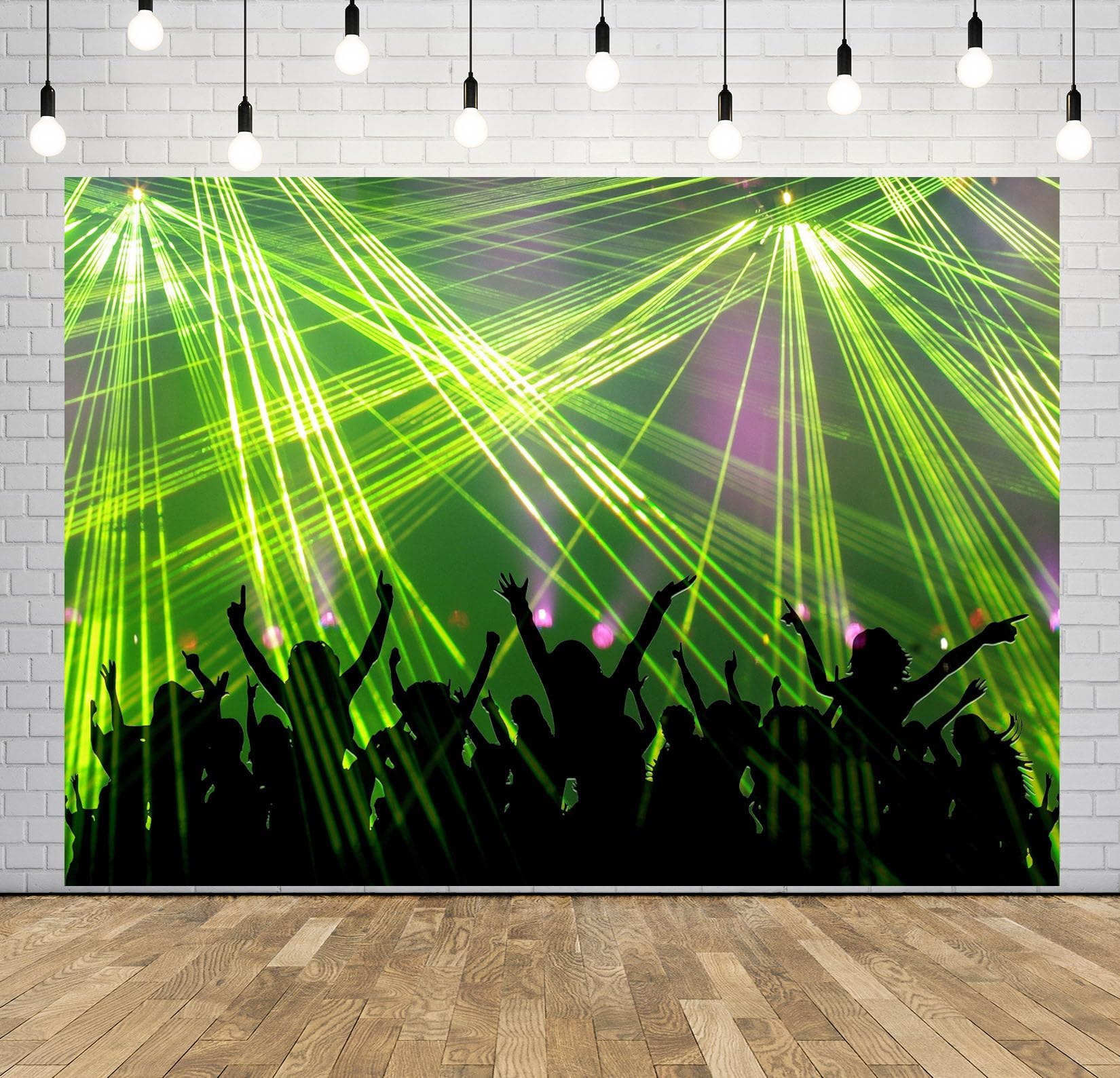 12x10FT Multitud Concierto Láser Verde Fondo Fotográfico