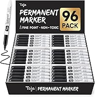Vista 1 de Permanent Markers Fine Tip, 96 Pack Black Quick-Drying and Fade-Resistant Permanent Markers Bulk Set for Writing and Drawing on Wood, Plastic