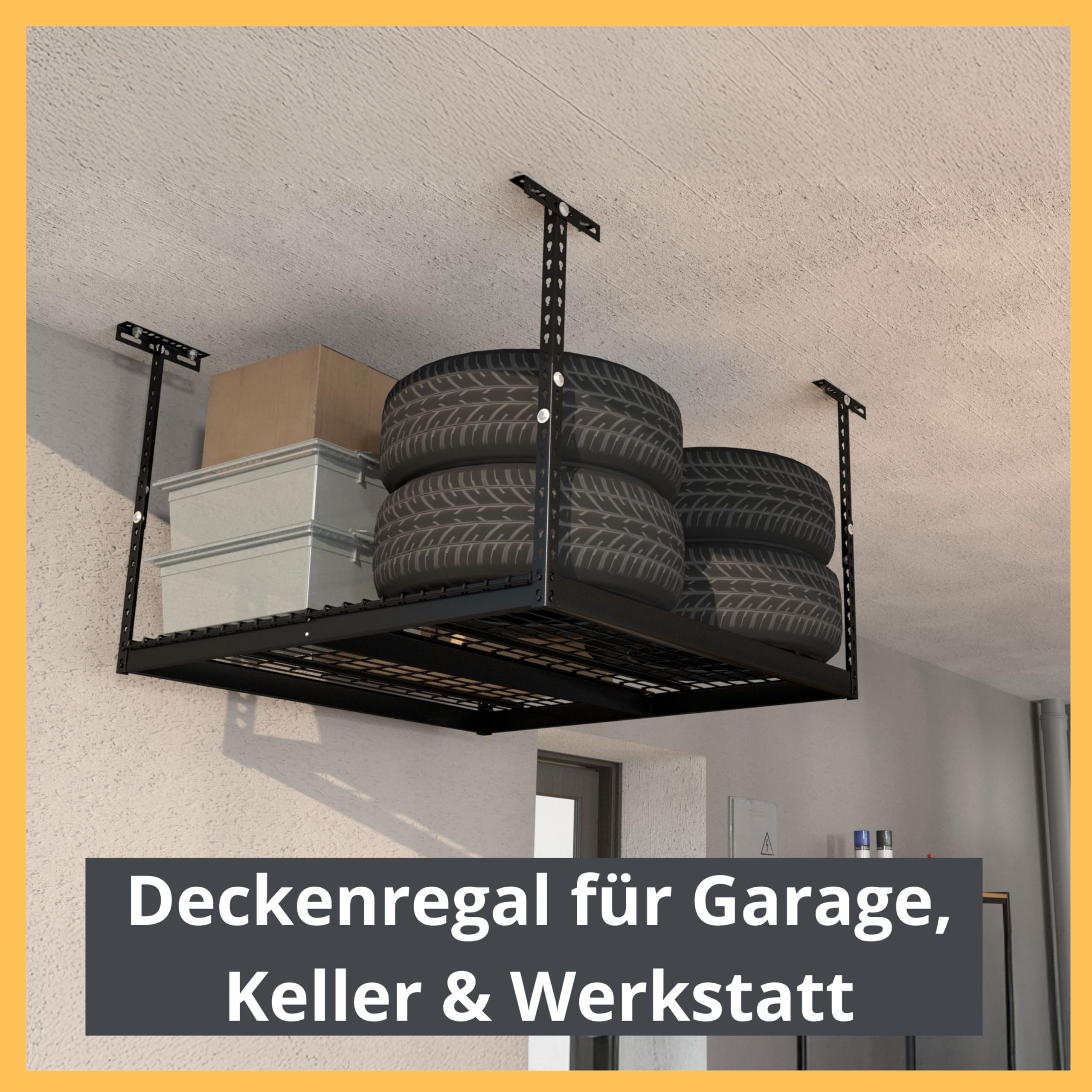 Velano Regal deckenhalterung - Hängeregal Decke - Werkstatt Schrank Metall 60x122 - Reifenregal - Schwerlastregal - Garage - Kellerregal - Lagerregal - Shelf - Regalbrett - Werkstatt Aufhängung Decke