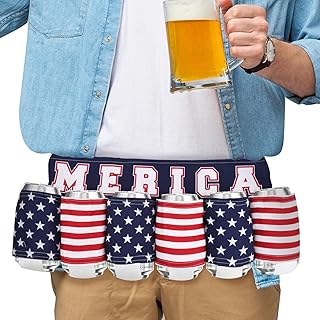 American Beer Belt Holder for Men Woman, 4th of July Beer Belt, Patriotic Beverage Can Beer Holster