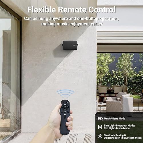 Miniatura 4 de Inwa Altavoces Bluetooth para exteriores, altavoz activo pasivo de montaje en pared, sistema de sonido estéreo inalámbrico impermeable para