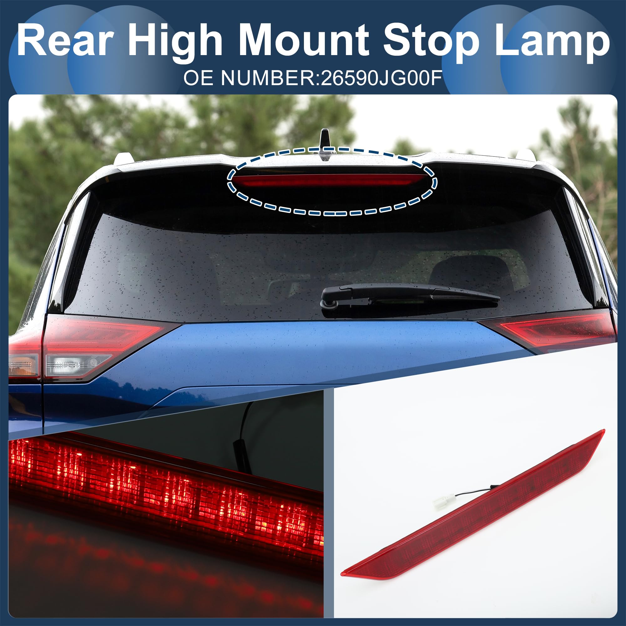 Feu Stop LED Pour Nissan X-Trail T31 08-13 1Pc | Boîtier Rouge, Lumière Rouge, Matériau ABS, Tension 12V, Broches 2, IP67, 40.5x4.5cm, OE 26590JG00F, LED Puce Complète