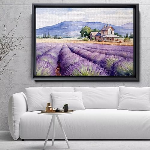 Miniatura 2 de Fields of Lavender, Watercolor Provence Landscape and Lavender Field - Watercolor Painting of Serene Beauty