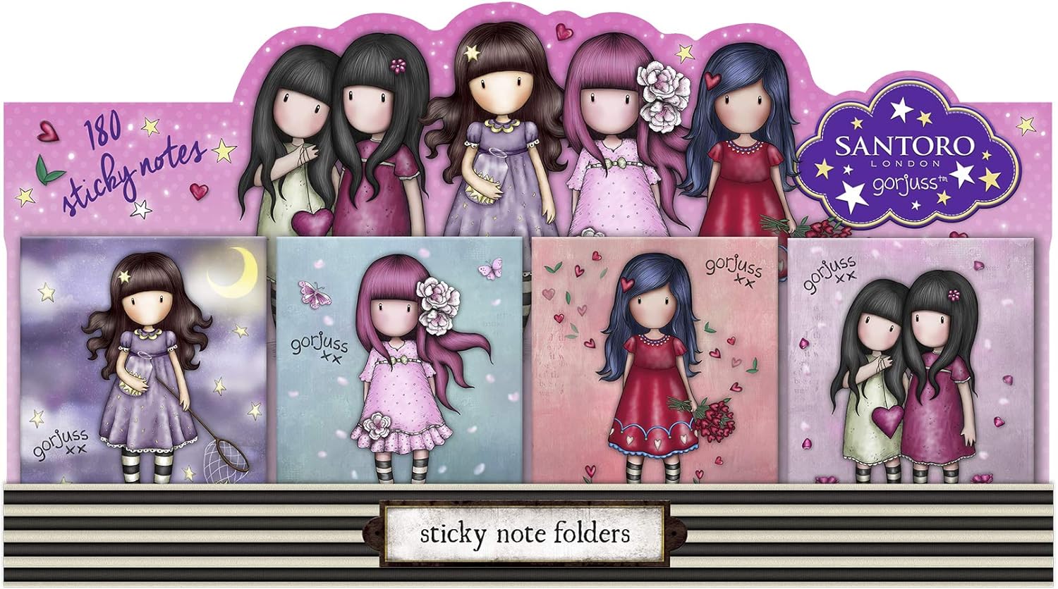 SANTORO M1040 Gorjuss Sparkle & Bloom Display de notes adhésives
