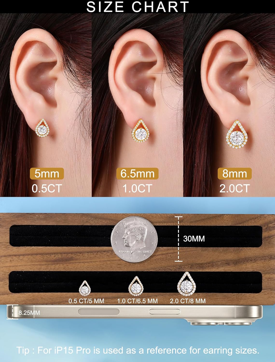 Moissanite Stud Earrings, 18K White/Yellow Gold Vermeil, 925 Sterling Silver 1.0-4.0ct D Color VVS1 Clarity, Lab Created Diamond Stud Friction Back Earring Jewelry Valentines Pendant for Women - Image 9