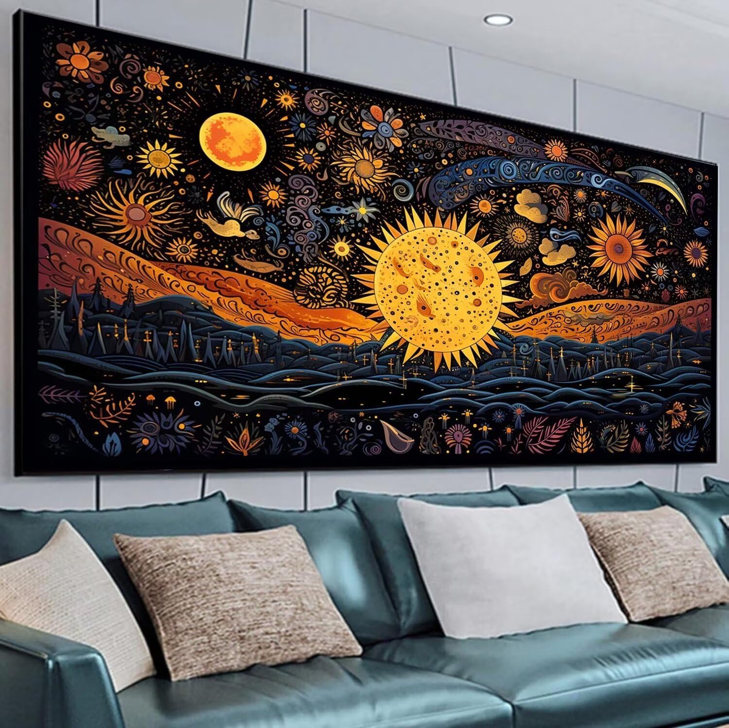 Sun Diamond Painting Kits for Adults - DIY 5D Diamond Paintng Flowers with Full Drill, Sparkling Round Diamond Dots Crystal Gem Art Embroidery Painting Kits Crafts, Wall Decor Gifts 36x20in U-4