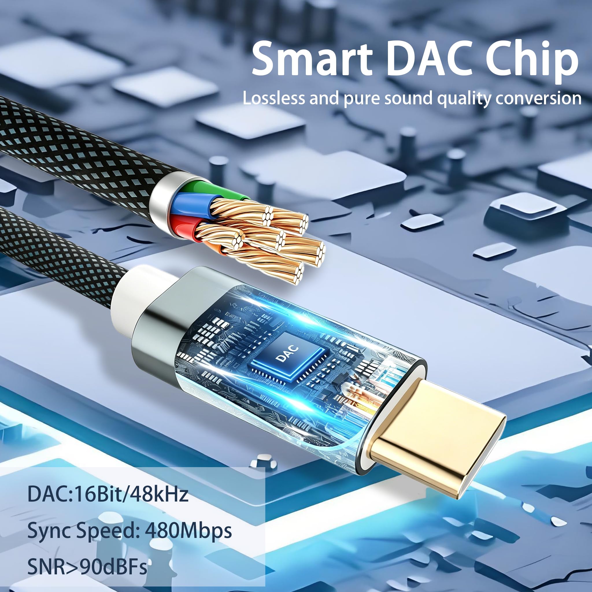 YISH Adattatore USB C Jack 3.5mm：Audio Aux USB Tipo C a Jack Adattatore con Chip DAC per 3.5mm Cuffie Compatibile con iPhone 17 16 15 Pro Max Air Samsung Galaxy S26 S25 S24 S23 Ultra iPad MacBook Pro