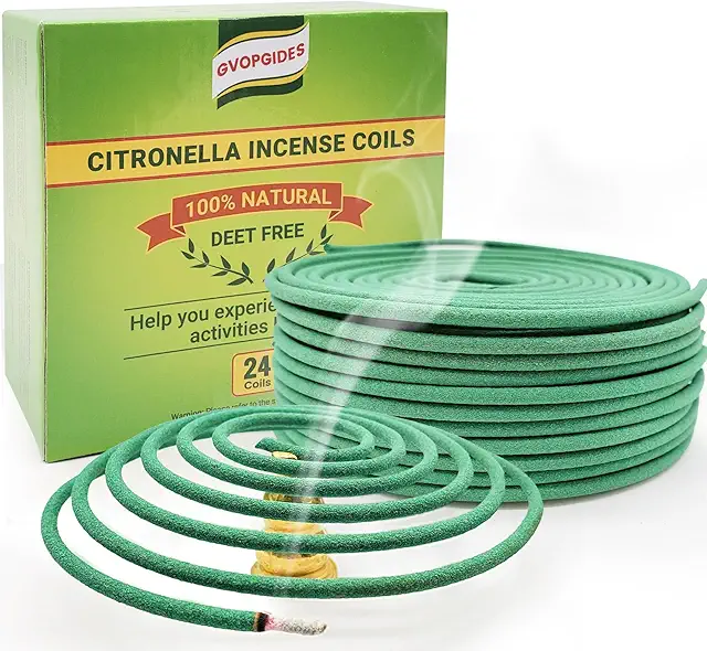 Natural Citronella Incense Coils - 48 Spools with 2 Holders for Indoor & Outdoor Use