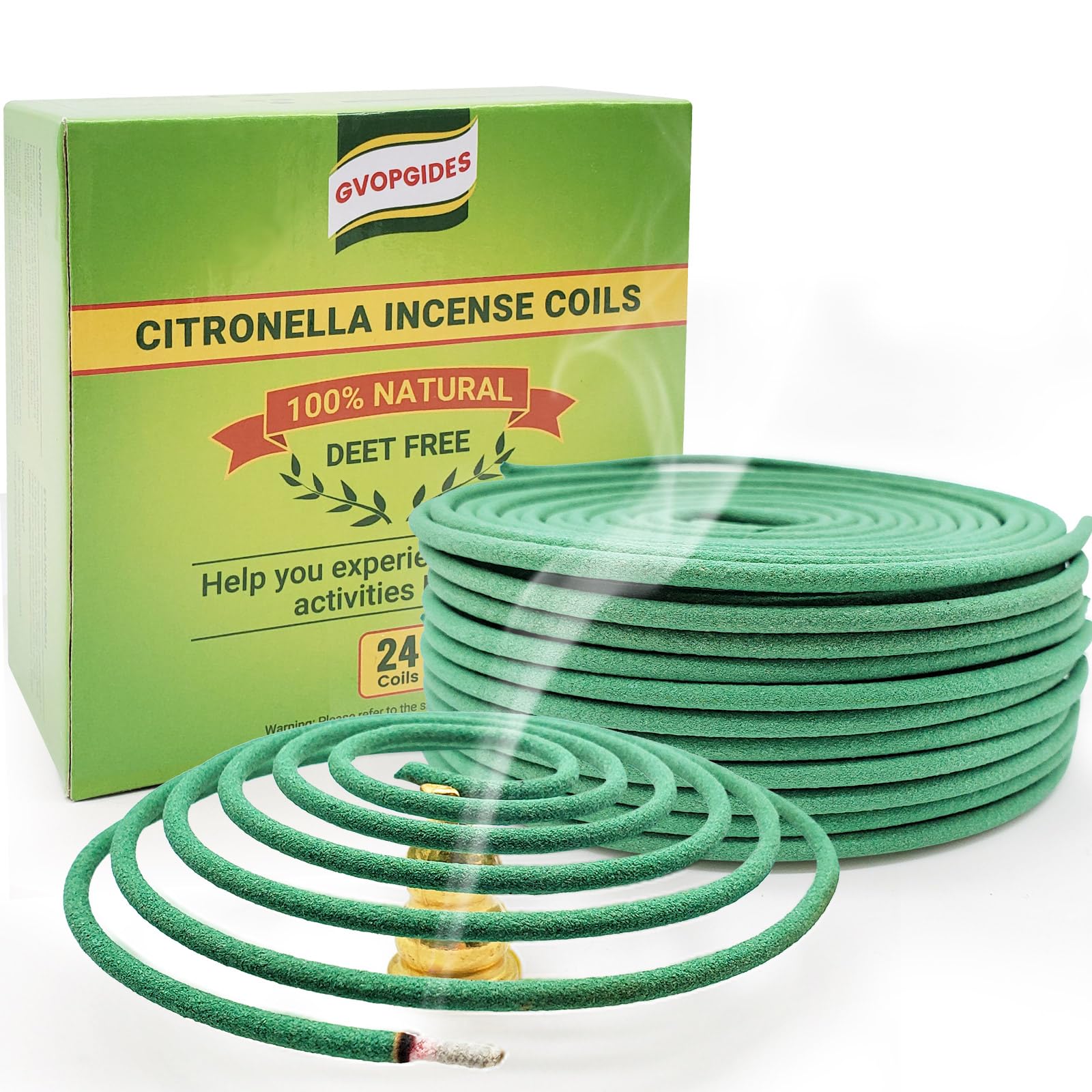 Citronella Incense coils, Made from Natural Plants, Suitable for Outdoor, Living Room, Terrace use (24 coils and 1 Coil Holders)