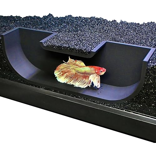 Betta Underground Tunnel Hideout Cave | Aquarium Hide For Small Fish and Shrimp | Viewing Betta Fish Rest Hammock Enrichment Toy | Betta Fish Tank Accessories Supplies Decorations Ornaments Toys Decor