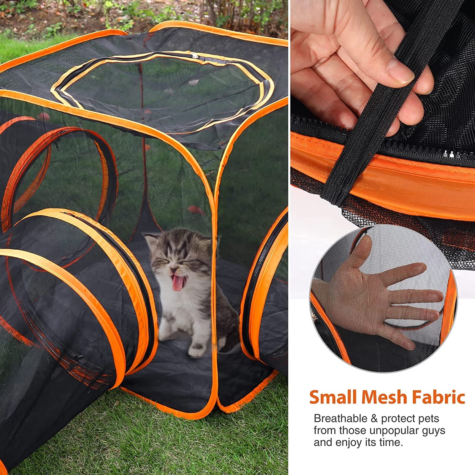Recintos para Gatos al Aire Libre, Tiendas de campaña para Gatos 6 en 1 y túnel de Juego para Gatos, Conejos, Hurones y Animales pequeños, fáciles de Montar