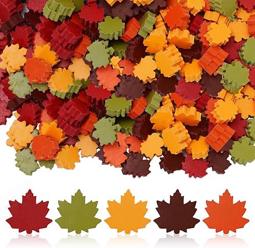 Whaline 200 borradores de hojas de arce, mini borradores de otoño de 5 colores, colección de hojas de otoño, papelería para otoño, regalos de fiesta