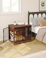 Vista 5 de Mueble de jaula para perros de 31.9 pulgadas con puerta de granero, perrera resistente para interiores con 2 puertas, mesa auxiliar de madera