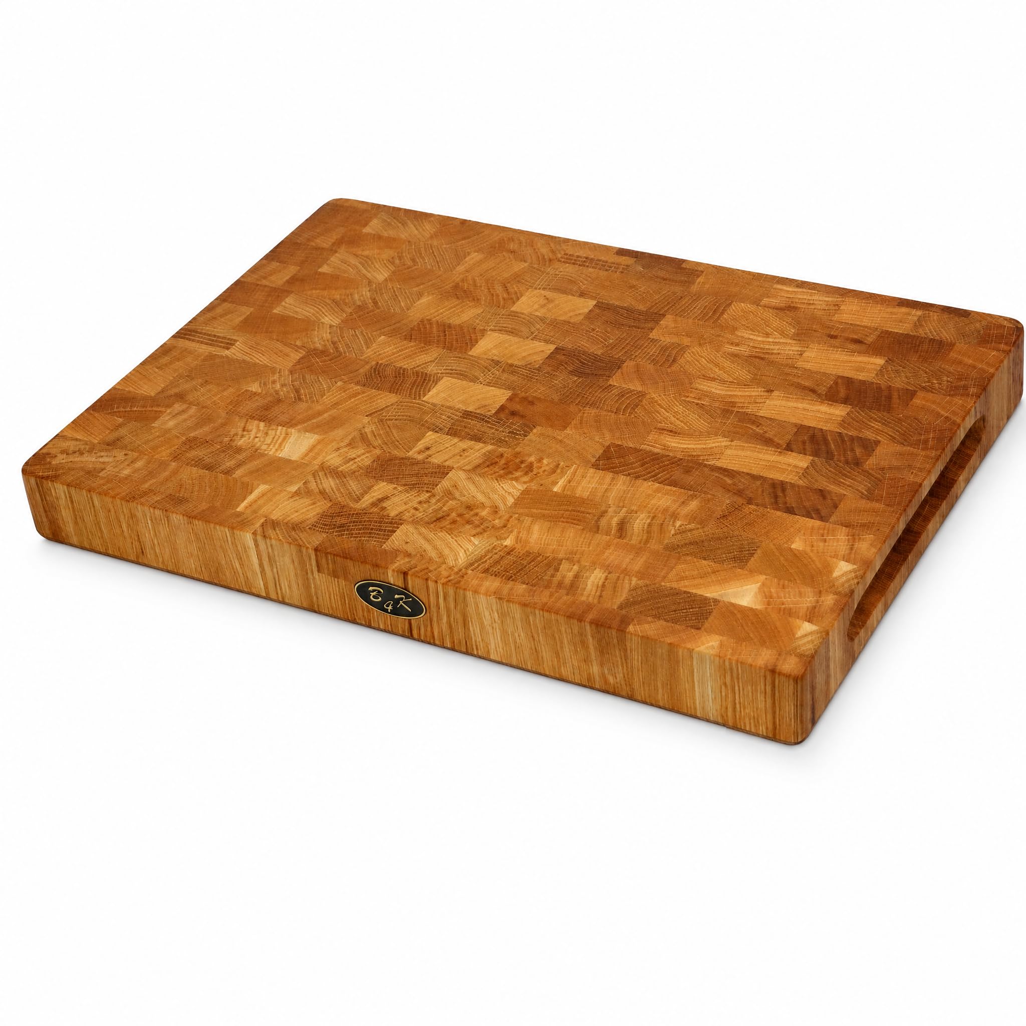 B4K® Tagliere in Legno di Quercia Massiccia 45x30x4cm, Antibatterico, con Manici e Piedini in Silicone, Perfetto per Cucina, Carne e Barbecue