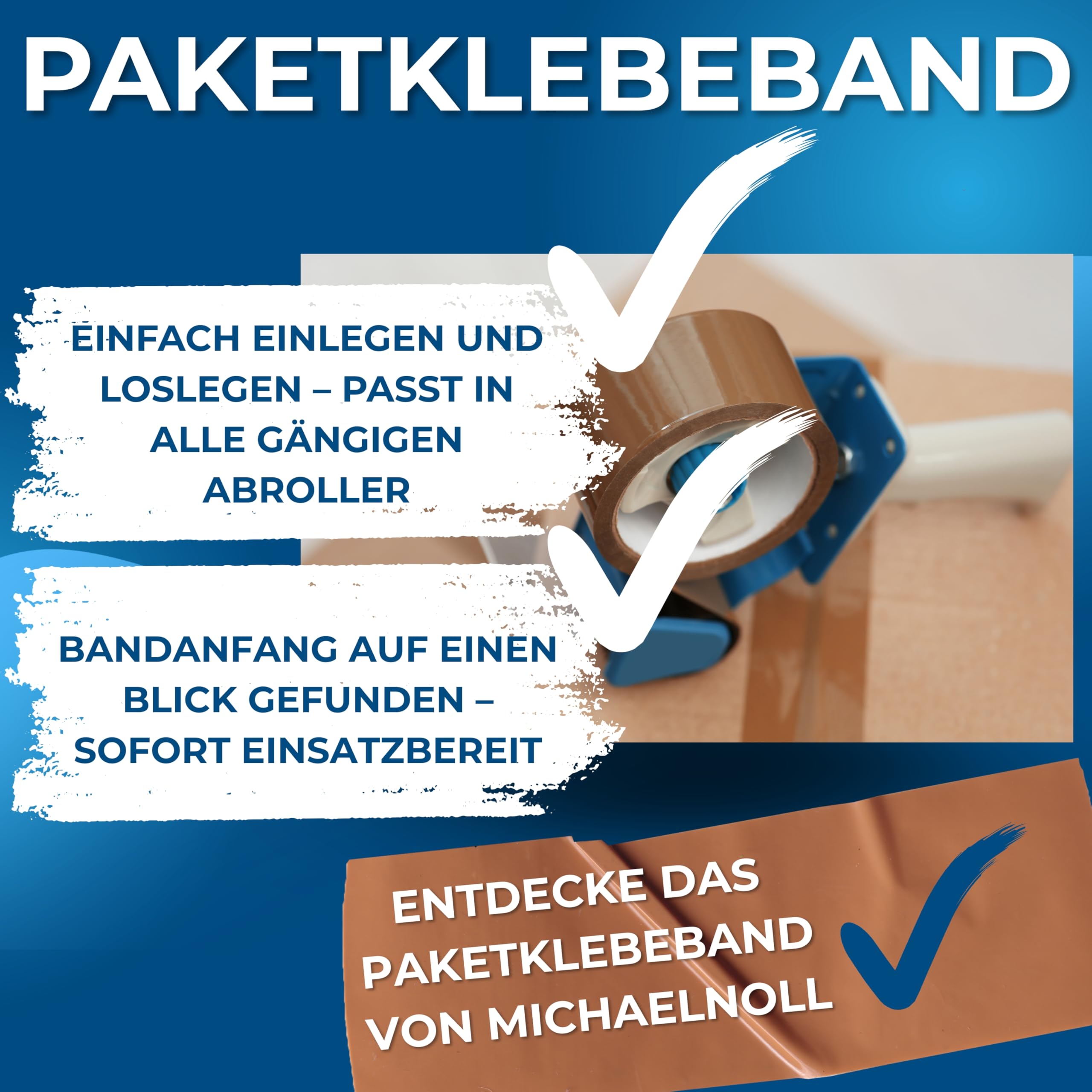 MichaelNoll Paketklebeband, Paketband, Klebeband, Packband für Lager, Versand, Transport und Verpacken von Paketen, Braun, 66 m x 48 mm (36, Braun)