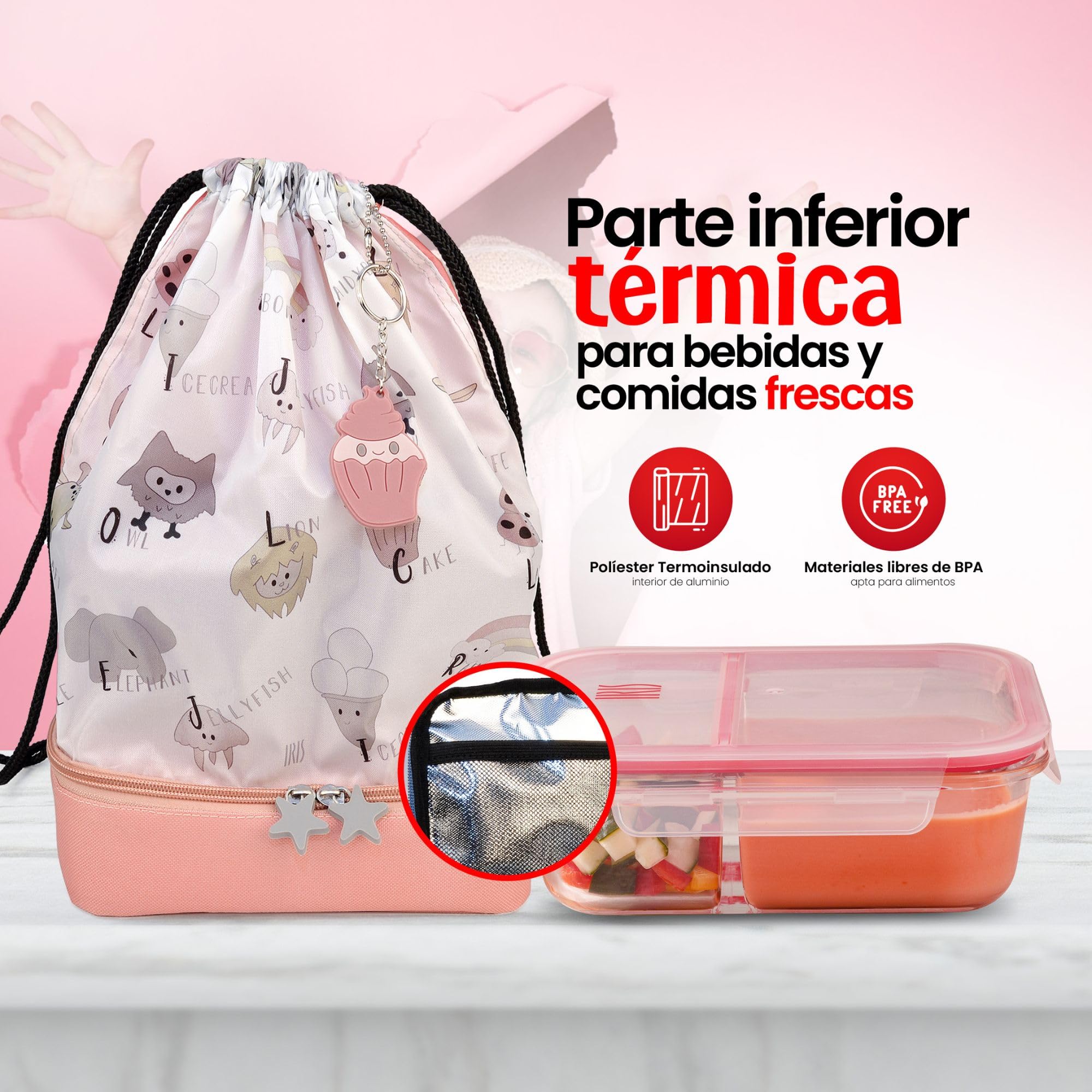 Sac à Dos Isotherme Enfant Iris Barcelona 14L - Intérieur Thermique Sans BPA, Poches Zippées - Idéal école, Pique-nique, Excursions