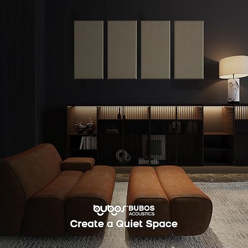 Miniatura 6 de BUBOS 4 paneles acústicos de tela, paneles a prueba de sonido de 23.6 x 11.8 x 2 pulgadas para paredes, paneles de pared autoadhesivos insonorizados