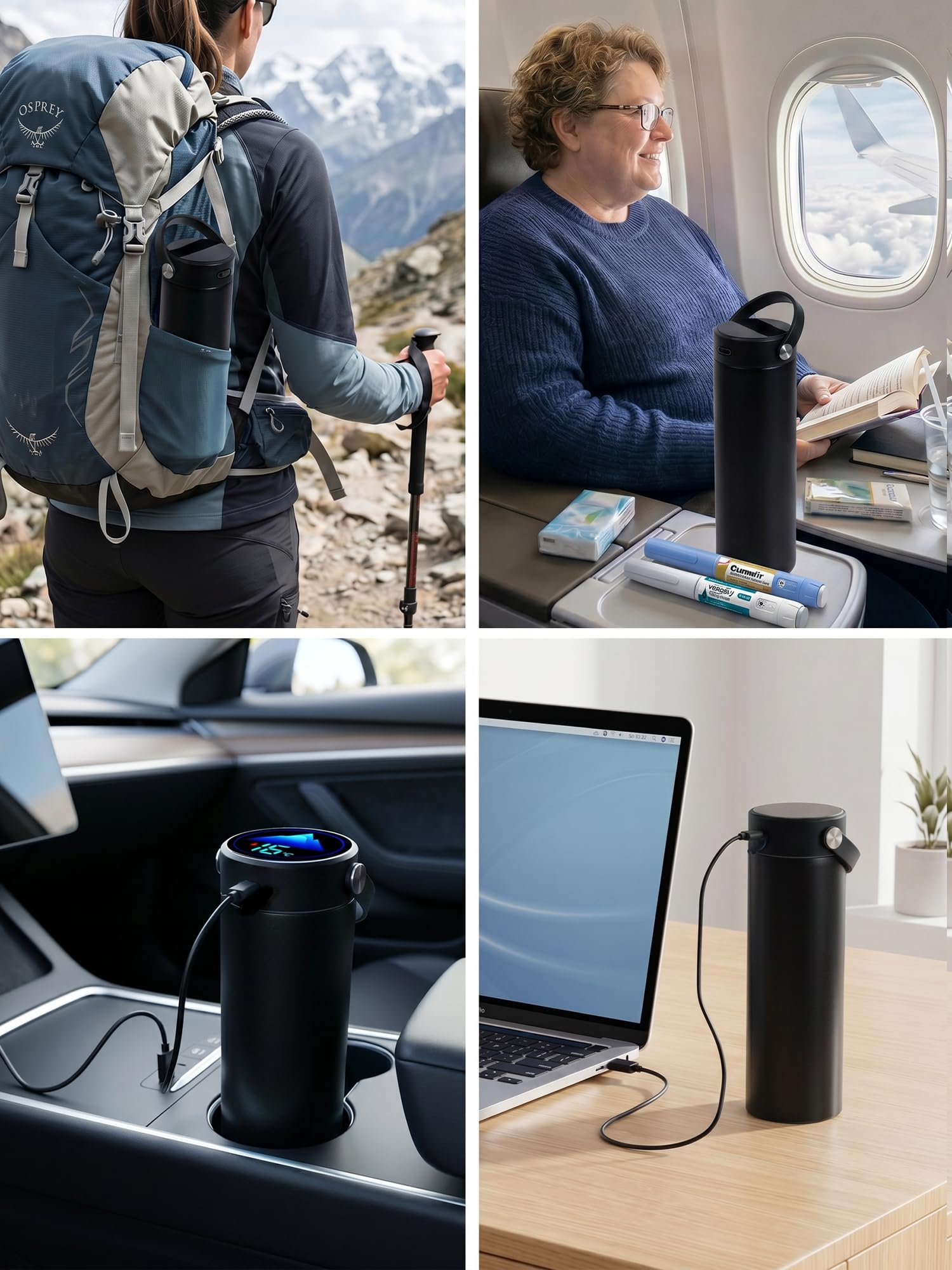 SUNMON Glacière Electrique pour Insuline avec Affichage de Température | Pochette Insuline Isotherme avec Sac de Glace, Glacière Insuline Voyage, Trousse Isotherme pour Stylos à Insuline et GLP‑1