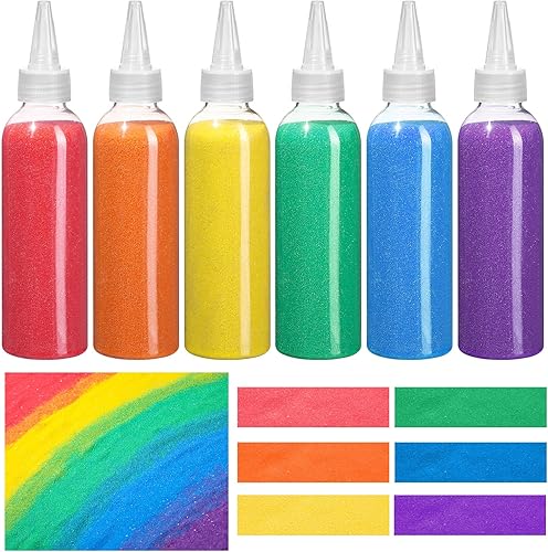 Libima 6 botellas de arena de color arena de 9 onzas para niños, kit de manualidades y manualidades para dibujar cajas de arena de boda, colección