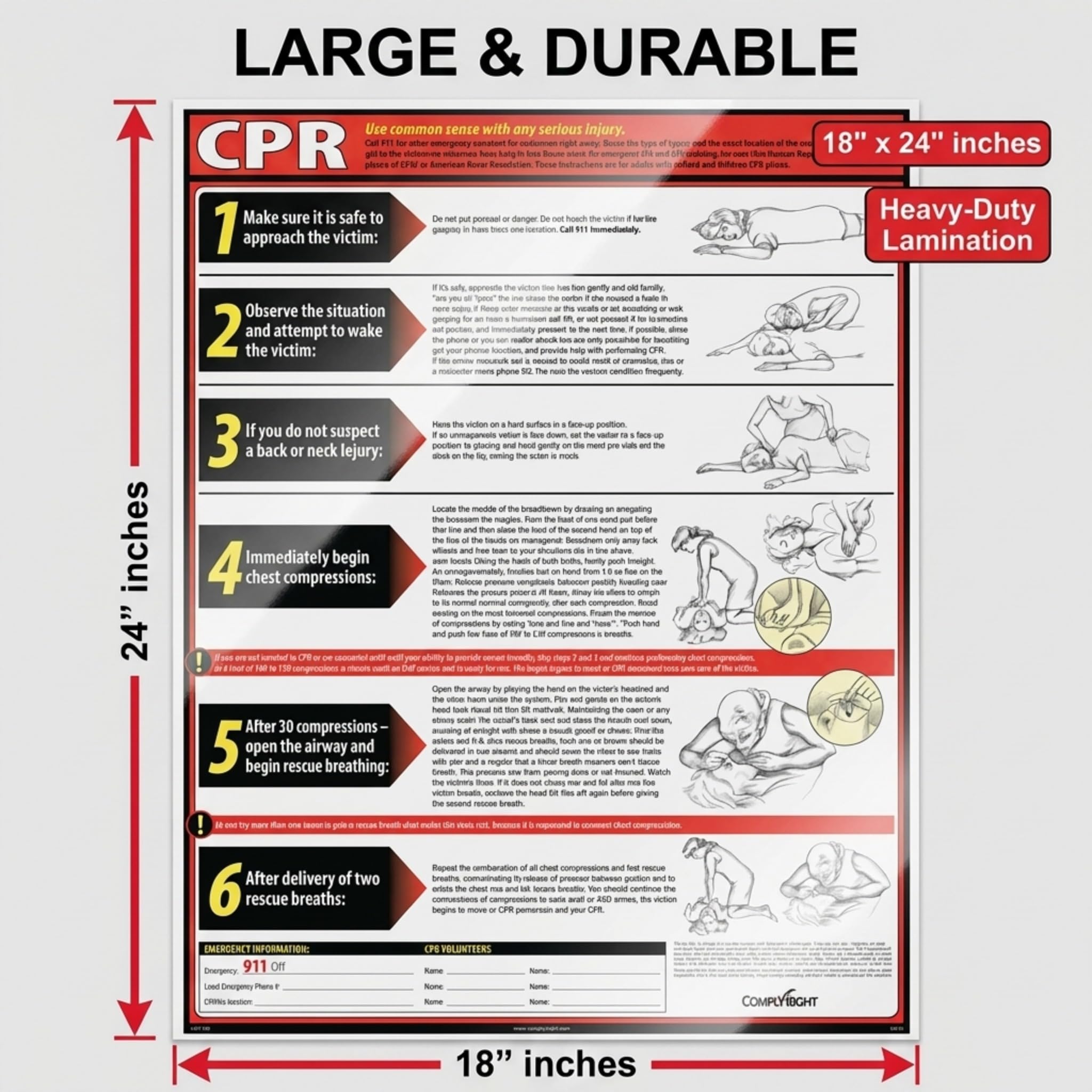 Amazon.com : ComplyRight Lifesaving CPR Poster in English, 18