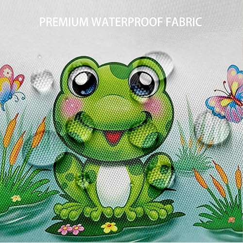 Miniatura 4 de Juego de 4 cortinas de ducha con diseño de rana divertida color verde con tapete de baño, diseño de rana en hojas, tapete de baño para niños, tapete