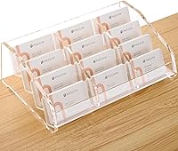 Vista 10 de Soporte de Tarjetas de Visita de Acrílico para Escritorio, Soporte Transparente para Tarjetas de Visita de 2 Niveles, 2 Ranuras, Organizador