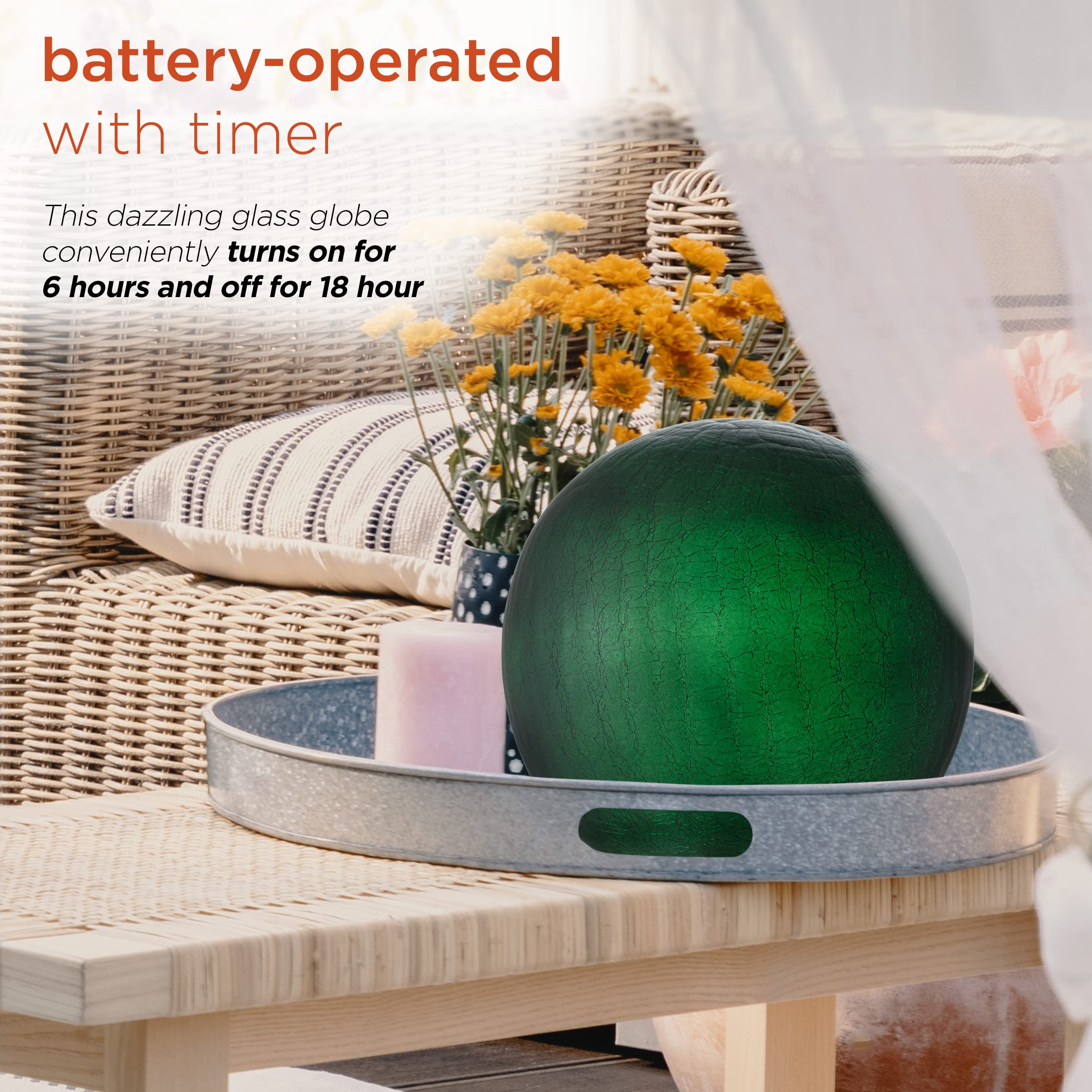 Alpine Corporation HGY382GNL Alpine Glass Glazing Globe with Battery